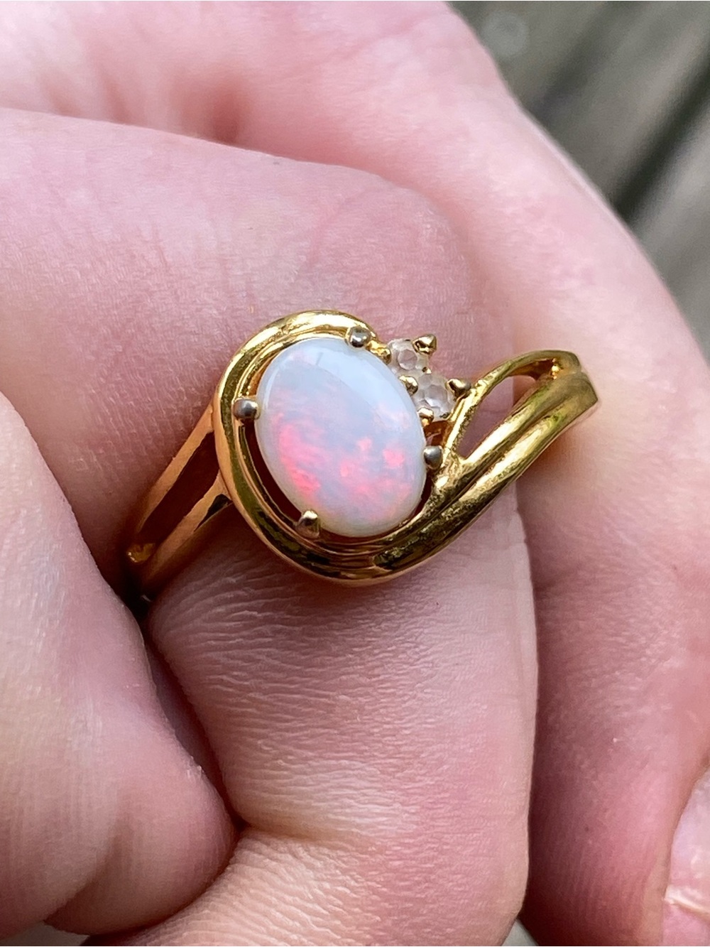 ✨ Genuine Opal Ring! Great Flash & colors! Gold Plated 💍